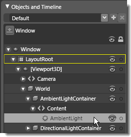 3D light object selected under Objects and Timeline