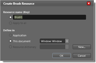 The Create Brush Resource dialog that appears when creating a resource from a brush