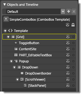 Objects view: The basic parts (template) of SimpleComboBox