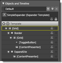 Objects view: The basic parts (template) of SimpleExpander
