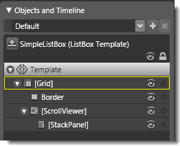 Objects view: The basic parts (template) of SimpleListBox
