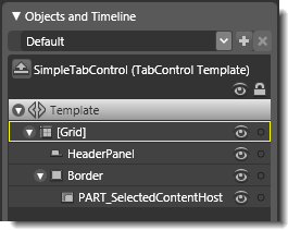 Objects view: The basic parts (template) of SimpleTabControl