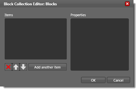 The collection editor of the Blocks sub-property