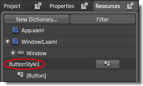 The new button style as it appears in the Resources tab of Expression Blend