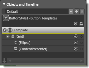 The structure of the control template for the new button style