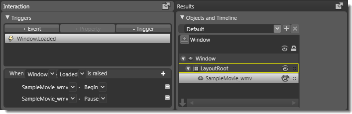 Adding another action to the Window.Loaded event trigger