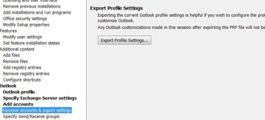 Export Profile Settings button in the OCT