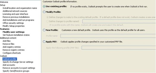 Configure Outlook profile in OCT