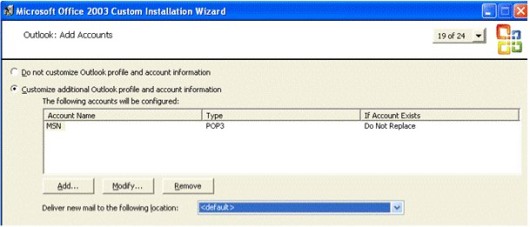 Configuring internet e-mail account in Office 2003