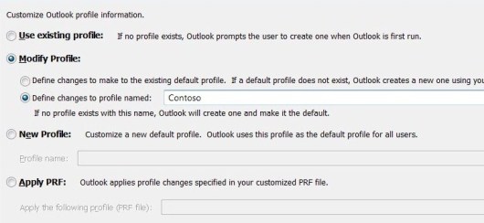 OCT settings to modify specific Outlook profile