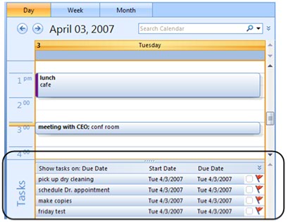 Daily Task List in Microsoft Office 2007